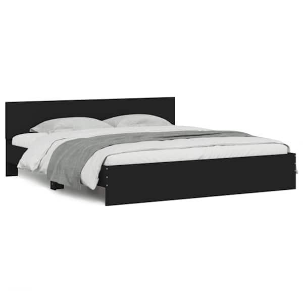 Voodiraam peatsiga, must, 200 × 200 cm — mudel 3207456