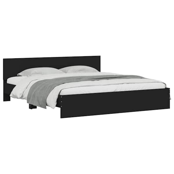 Voodiraam peatsiga, must, 200 × 200 cm — mudel 3207456