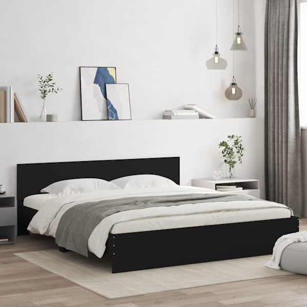 Voodiraam peatsiga, must, 200 × 200 cm — mudel 3207456