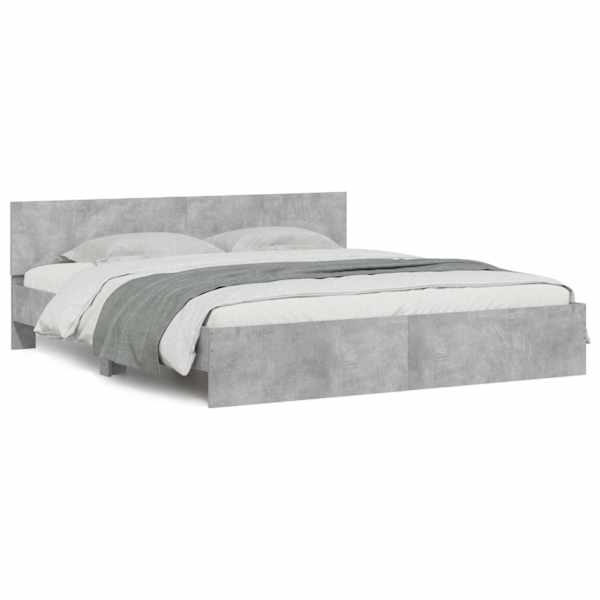 Voodiraam peatsiga, betoonhall, 200 × 200 cm — mudel 3207458