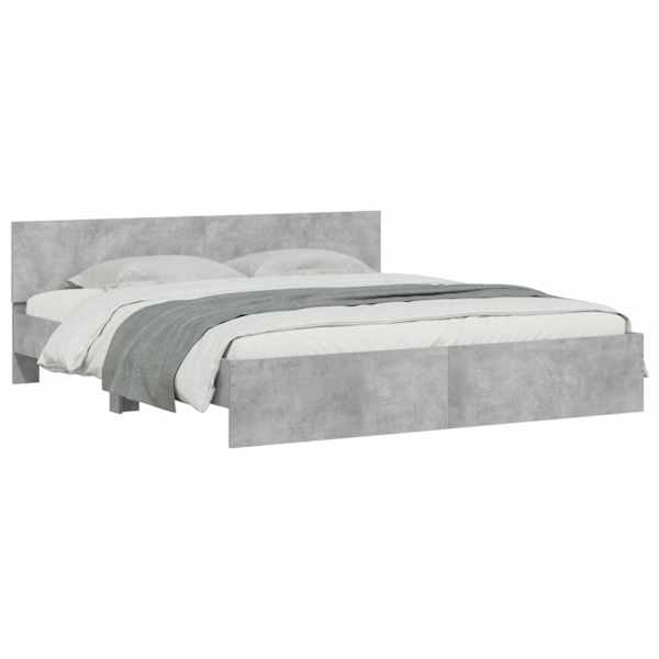 Voodiraam peatsiga, betoonhall, 200 × 200 cm — mudel 3207458