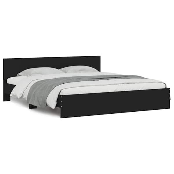Voodiraam peatsiga, must, 180 × 200 cm — mudel 3207463