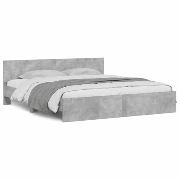 Voodiraam peatsiga, betoonhall, 180 × 200 cm — mudel 3207465