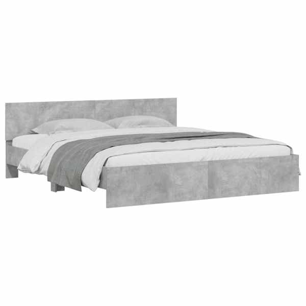 Voodiraam peatsiga, betoonhall, 180 × 200 cm — mudel 3207465