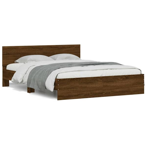 Voodiraam peatsiga, pruun tamm, 150 × 200 cm — mudel 3207482