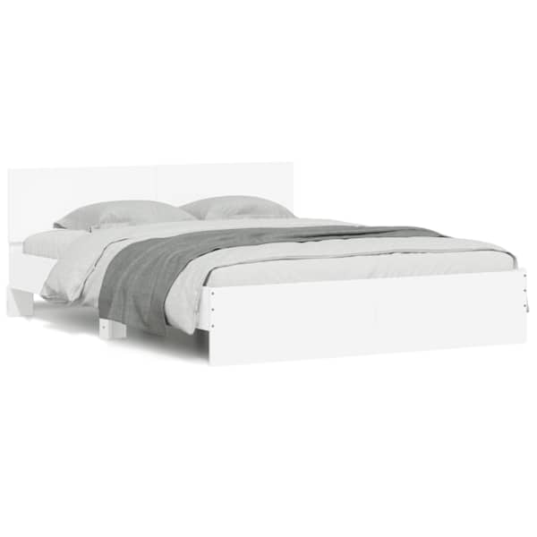 Voodiraam peatsiga, valge, 140 × 190 cm — mudel 3207497