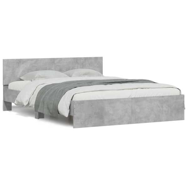Voodiraam peatsiga, betoonhall, 140 × 190 cm — mudel 3207500