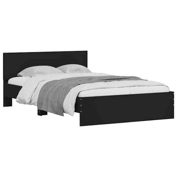 Voodiraam peatsiga, must, 135 × 190 cm — mudel 3207505
