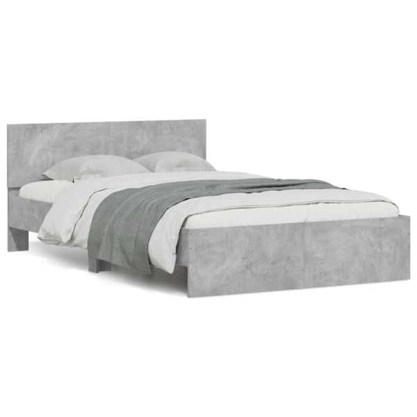 Voodiraam peatsiga, betoonhall, 135 × 190 cm — mudel 3207507