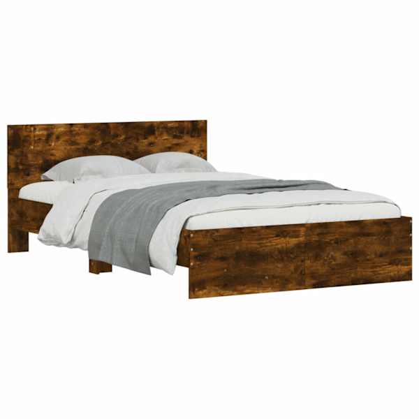 Voodiraam peatsiga, suitsutatud tamm, 135 × 190 cm — mudel 3207508