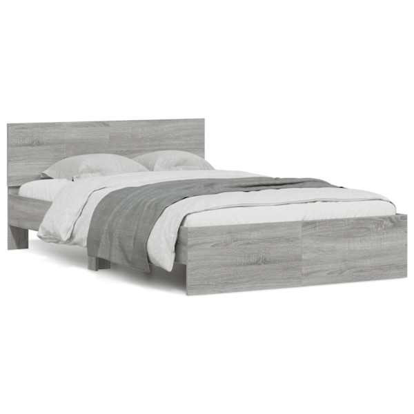 Voodiraam peatsiga, hall sonoma tamm, 135 × 190 cm — mudel 3207509