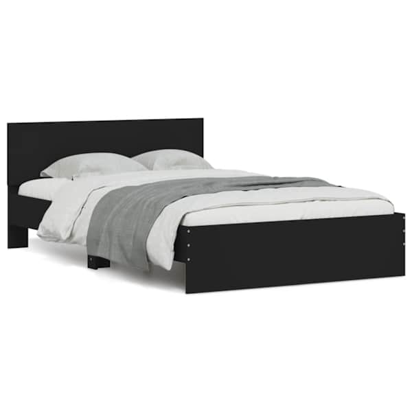 Voodiraam peatsiga, must, 120 × 190 cm — mudel 3207512