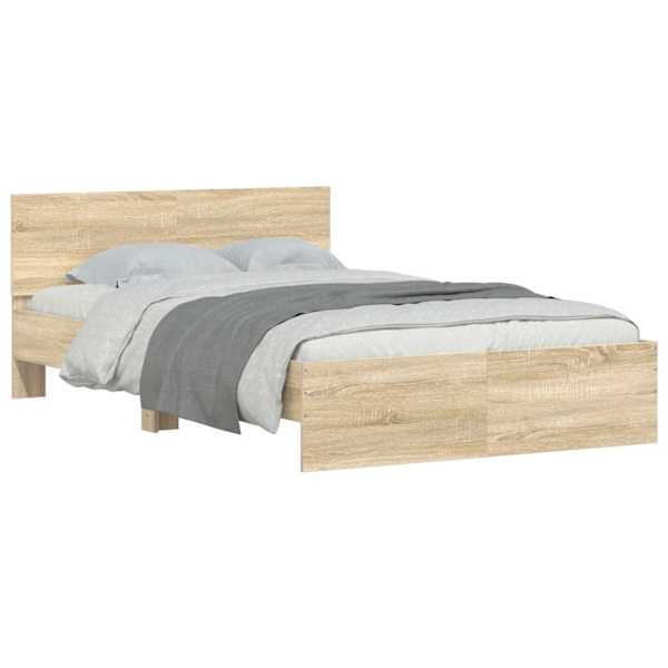 Voodiraam peatsiga, sonoma tamm, 120 × 190 cm — mudel 3207513
