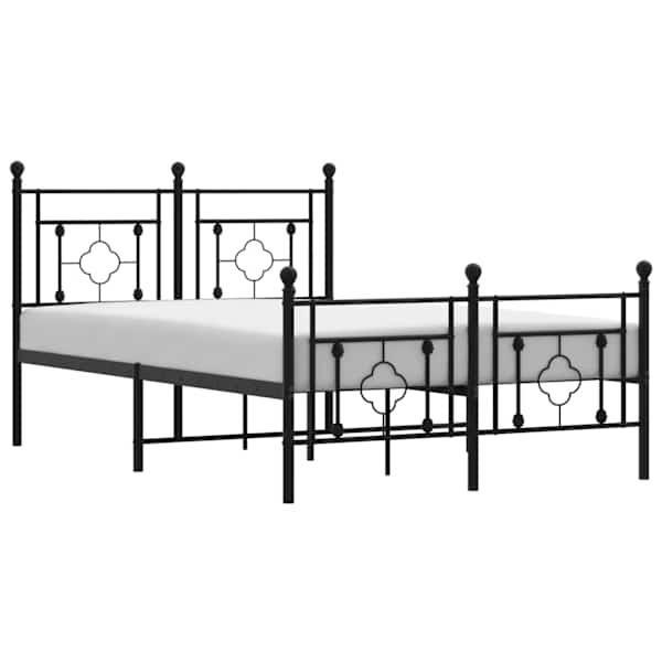 Voodiraam, must, 120 × 190 cm, metall — mudel 374354