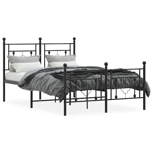 Voodiraam, must, 120 × 190 cm, metall — mudel 374354