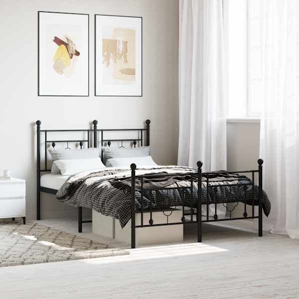 Voodiraam, must, 120 × 190 cm, metall — mudel 374354