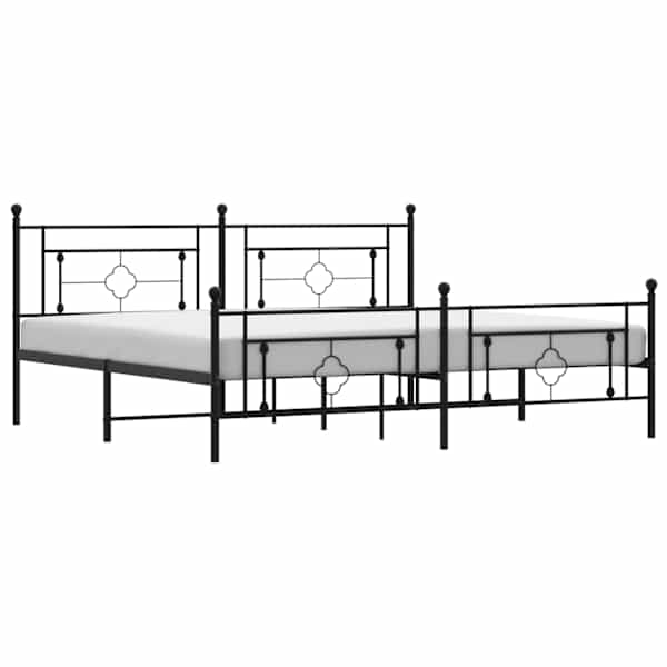 Voodiraam, must, 193 × 203 cm, metall — mudel 374363