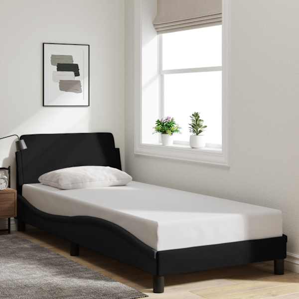 Voodiraam peatsiga, must, 80 × 200 cm, kangas