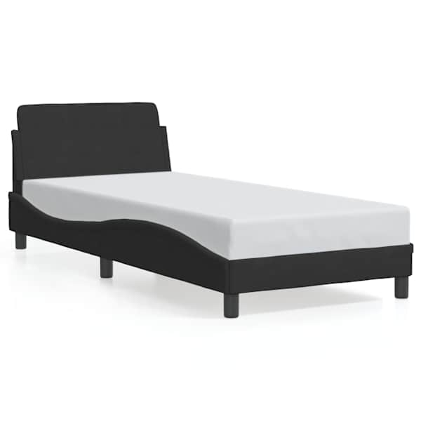 Voodiraam peatsiga, must, 80 × 200 cm, samet