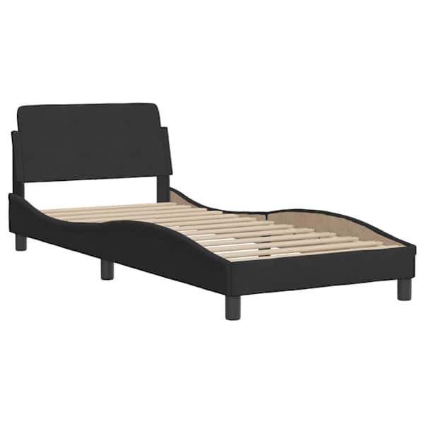 Voodiraam peatsiga, must, 80 × 200 cm, samet