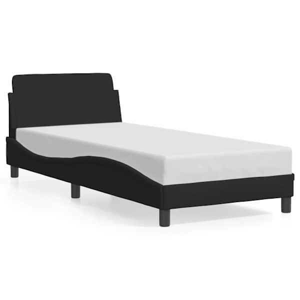Voodiraam peatsiga, must, 90 × 200 cm, kangas — mudel 373107