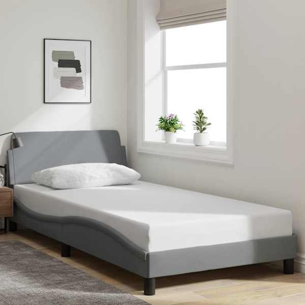Voodiraam, helehall, 100 × 200 cm, kangas — mudel 373125