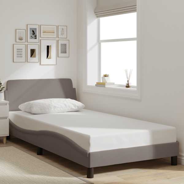 Voodiraam, pruunikashall, 100 × 200 cm, kangas — mudel 373129