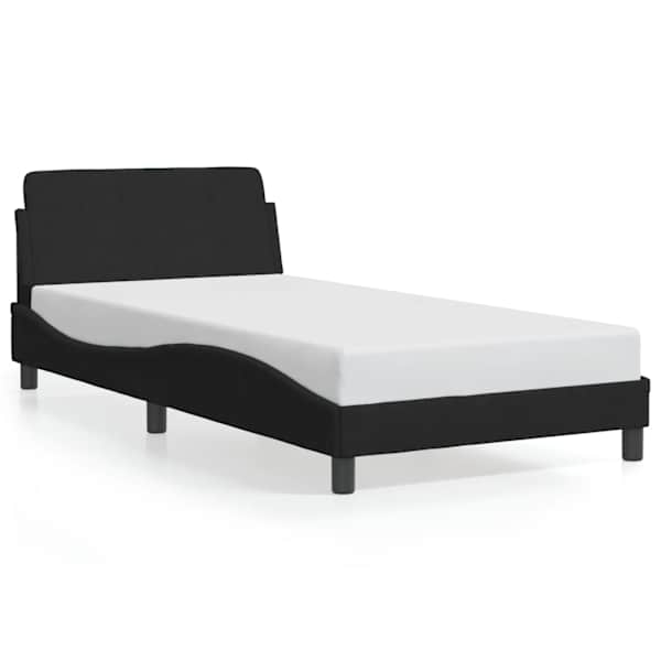 Voodiraam, must, 100 × 200 cm, samet — mudel 373134
