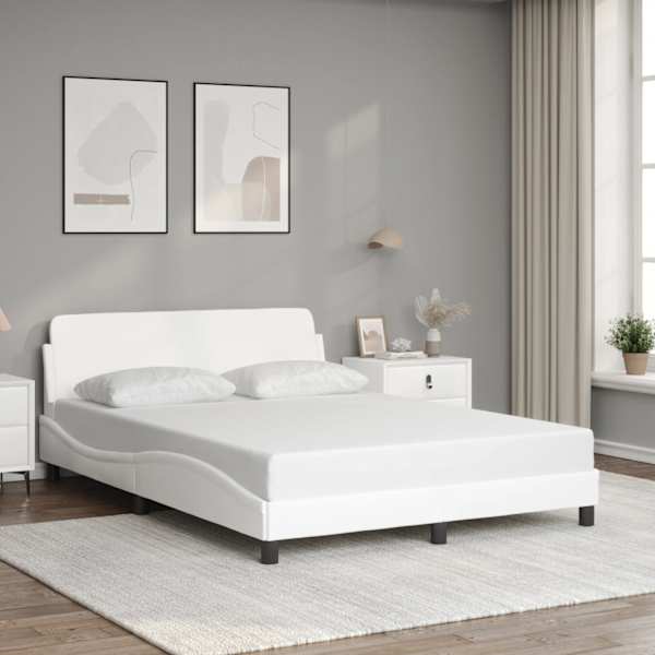 Voodiraam, valge, 120 × 200 cm, kunstnahk — mudel 373159