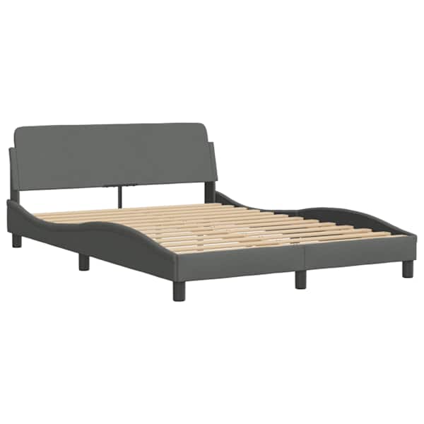 Voodiraam, tumehall, 140 × 190 cm, kangas — mudel 373166