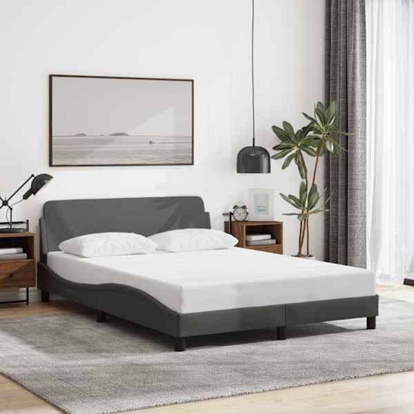 Voodiraam, tumehall, 140 × 190 cm, kangas — mudel 373166