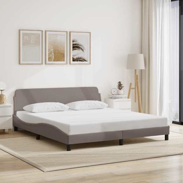 Voodiraam, pruunikashall, 180 × 200 cm, kangas — mudel 373229