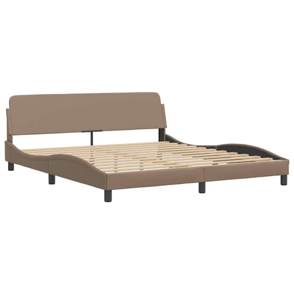 Voodiraam, cappuccino, 180 × 200 cm, kunstnahk — mudel 373242