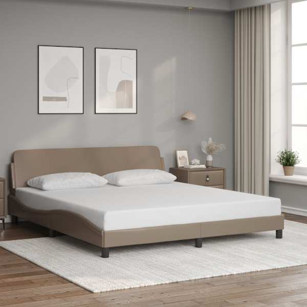 Voodiraam, cappuccino, 180 × 200 cm, kunstnahk — mudel 373242