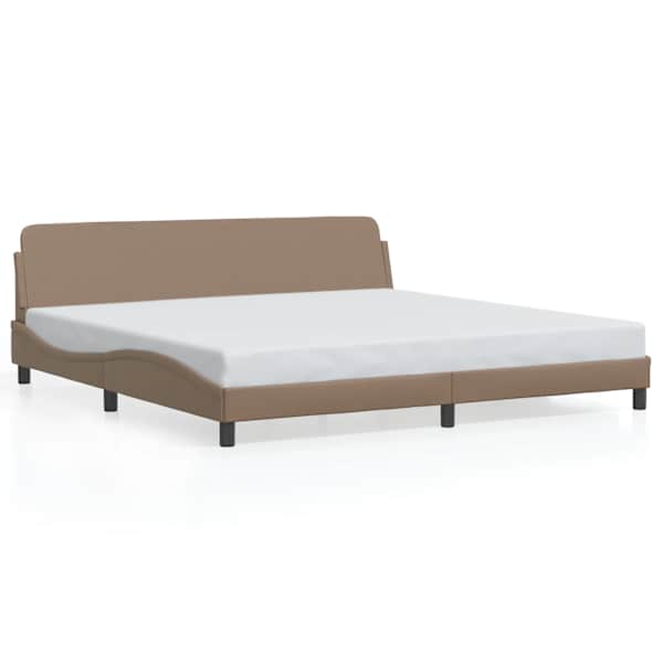Voodiraam, cappuccino, 200 × 200 cm, kunstnahk — mudel 373262