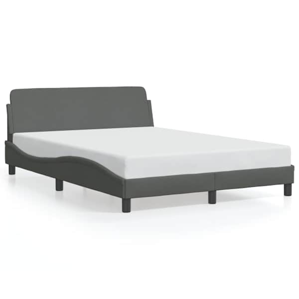 Voodiraam, tumehall, 137 × 190 cm, kangas — mudel 373280