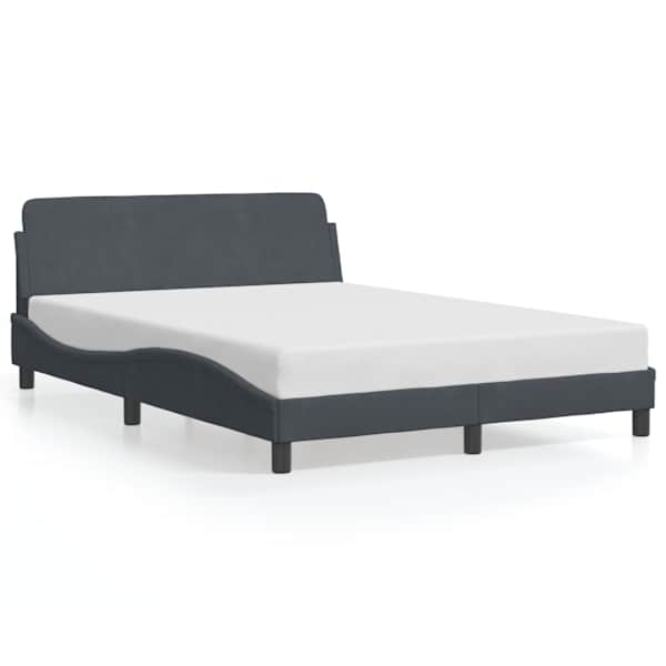 Voodiraam, tumehall, 137 × 190 cm, samet — mudel 373283