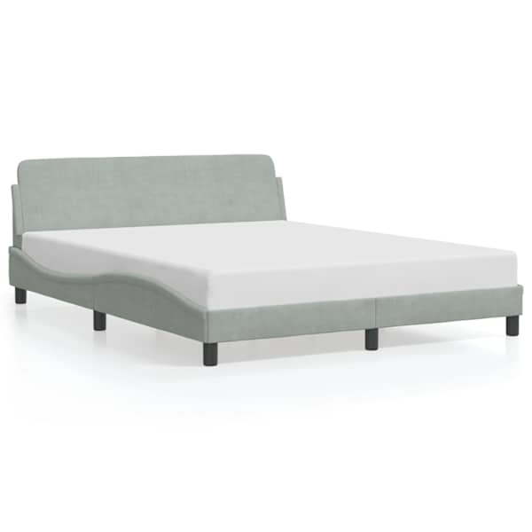 Voodiraam, helehall, 152 × 203 cm, samet — mudel 373291