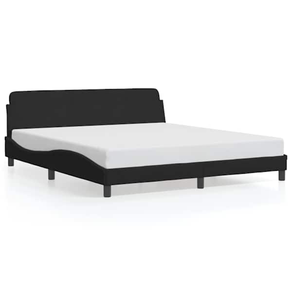 Voodiraam, must, 183 × 213 cm, kunstnahk — mudel 373308