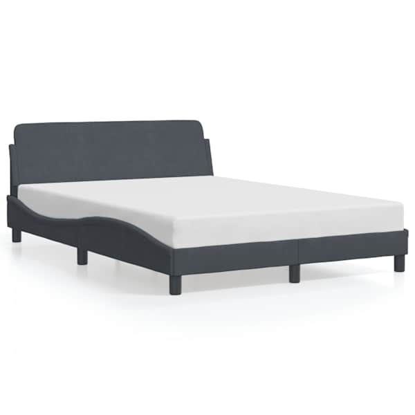 Voodiraam, tumehall, 135 × 190 cm, samet — mudel 373329