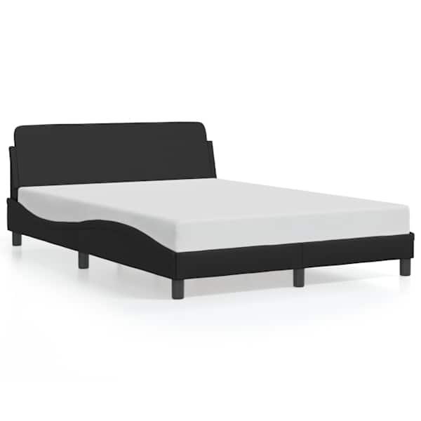 Voodiraam, must, 135 × 190 cm, kunstnahk — mudel 373331