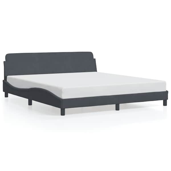 Voodiraam, tumehall, 180 × 200 cm, samet — mudel 373337