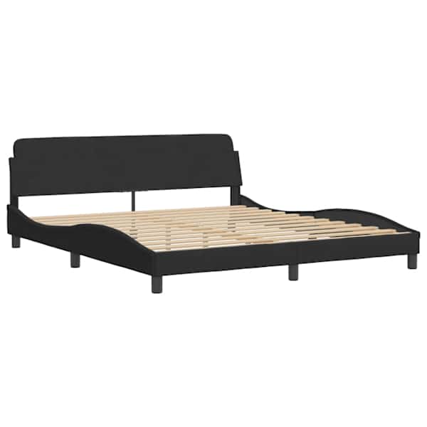 Voodiraam, must, 180 × 200 cm, samet — mudel 373338