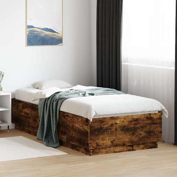 Voodiraam, suitsutatud tamm, 100 × 200 cm, tehispuit — mudel 3209720