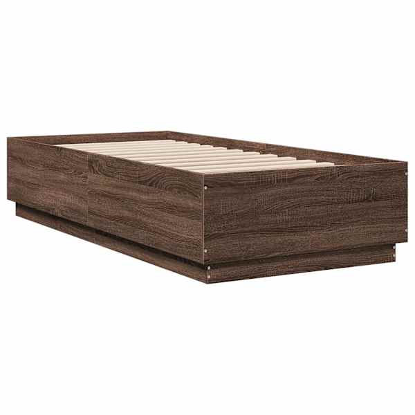 Voodiraam, pruun tamm, 90 × 200 cm, tehispuit — mudel 3209729