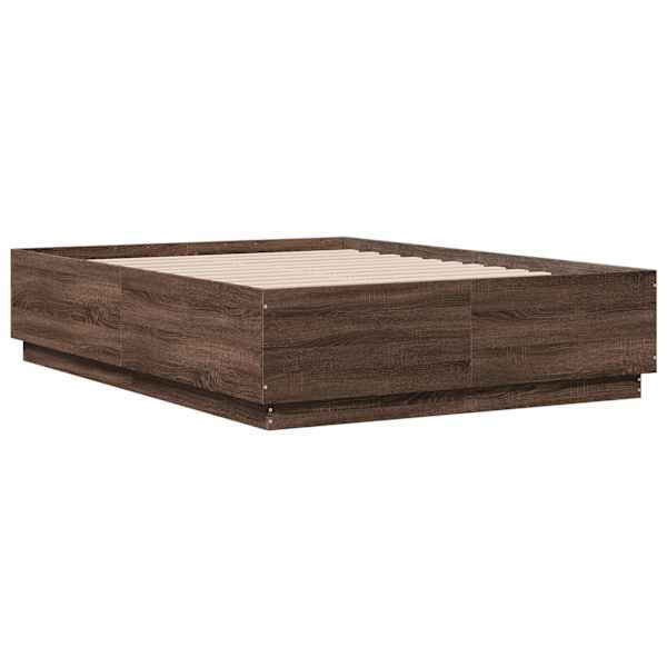 Voodiraam, pruun tamm, 135 × 190 cm, tehispuit — mudel 3209743