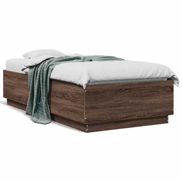 Voodiraam, pruun tamm, 90 × 190 cm, tehispuit — mudel 3209757