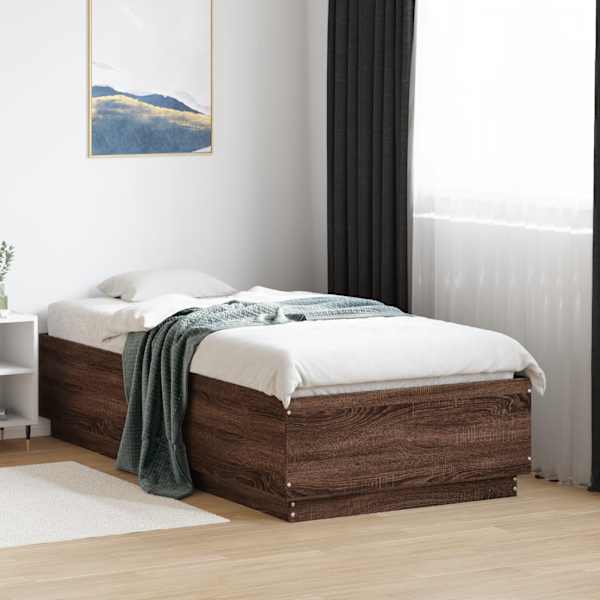 Voodiraam, pruun tamm, 90 × 190 cm, tehispuit — mudel 3209757