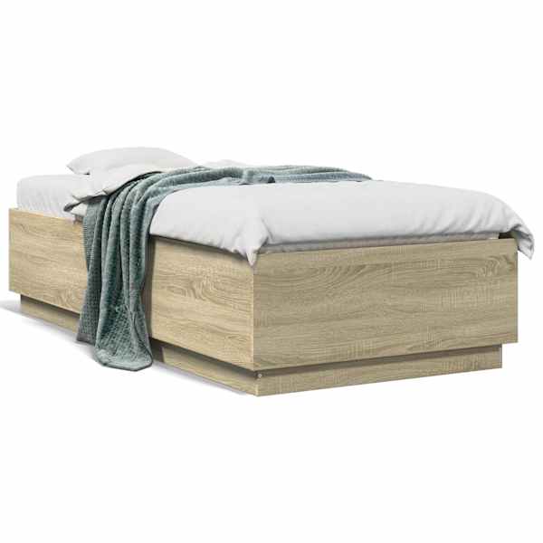 Voodiraam, sonoma tamm, 75 × 190 cm, tehispuit — mudel 3209760