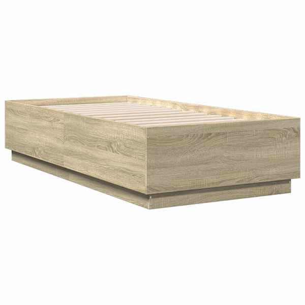 Voodiraam, sonoma tamm, 75 × 190 cm, tehispuit — mudel 3209760